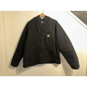 Men's Carhartt Jacket Relaxed Fit 2XL Sherpa Lined Black OJ4392-M Hood